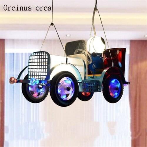 American retro creative Vintage car chandelier boy bedroom childrens room lamp modern cartoon car pendant lamp free shipping