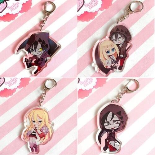 Anime Angels of Death Keychain Cartoon Figure Satsuriku No Tenshi Foster Isaac Rachel Acrylic Pendants Key Ring
