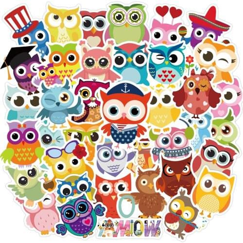 YAMIOW 80 Owl Sticker Cartoon Animal Anime Stickers for Kids Toy On Laptop Guitar Bicycle Suitcase Waterproof Decals Pack