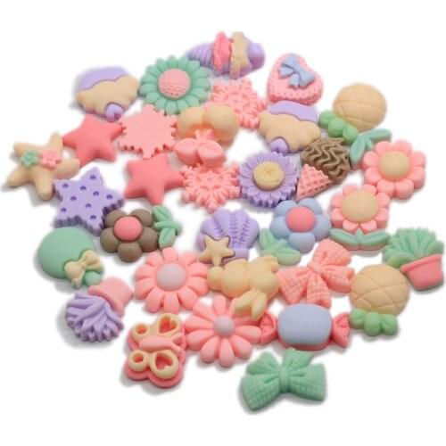 Assorted Cute Flower Star Shell Butterfly Ice Cream Strawberry Flatback Resin Cabochons For Slime Charms Jewelry Making Supplier