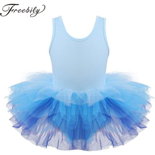 Girls Gauzy Ballet Tutu Dress Kids Gymnastics Leotard Dress Dancewear Childrens Performance Costumes Practice Dance Clothes
