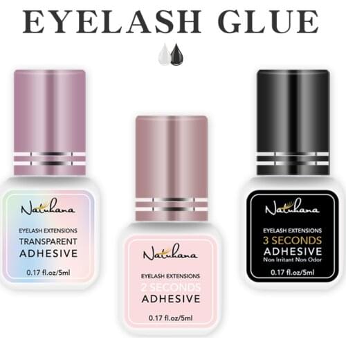 NATUHANA 5ml 1 Second Fast Dry Strong False Lashes Extension Glue Lash Adhesive Low Smell No Simulation MSDS Mink Eyelash Glue