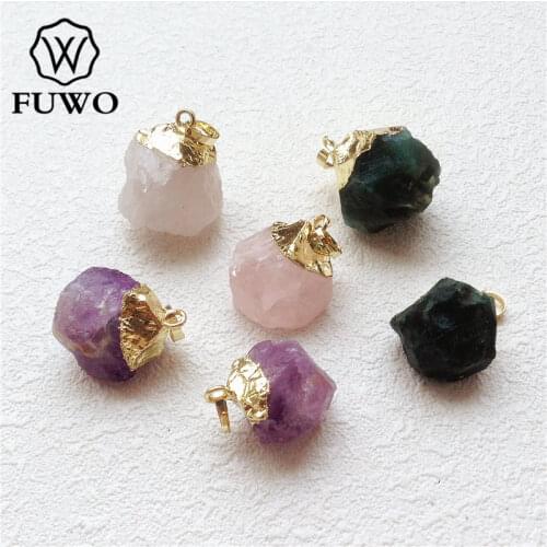 FUWO Trendy Women Amethysts Pink Quartz Ball Pendant With Gold Cladding Fashion Hand Carved Agates Stone For DIY Making PD162