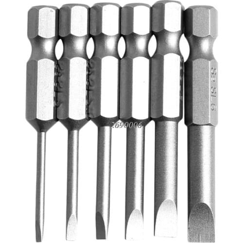 2017 Hot Flat Head Slotted Tip Screwdrivers Bits 50mm 2.0-6.0mm 6Pcs/Set MAR15_15