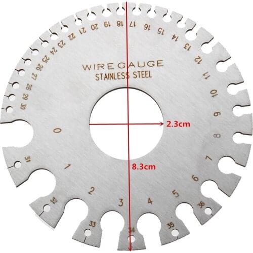 JIGUOOR Wire Thickness Measuring 2 Sides Round Wire Thickness Measurer Tester Ruler Gauge Diameter Tool