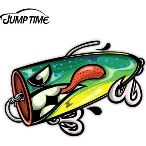 JumpTime 13 x 4.6cm Fishing Lure Car Stickers Vinyl Waterproof Decal Laptop Trunk Car Warp Custom Printing Window Decal