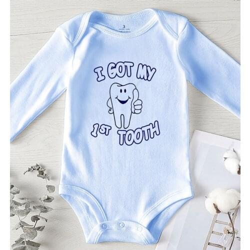 Newborn Girl Clothing Toddler Winter Clothes Baby Onesies Cotton I Got My 1 St Tooth Prints Autumn Jumpsuit Baby Shower Gifts