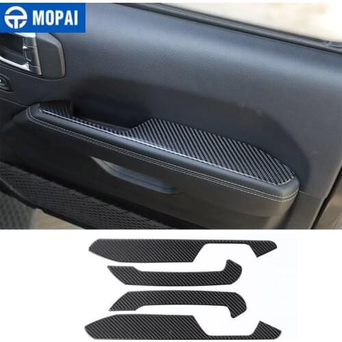 MOPAI Carbon Fiber Car Interior Door Handle Decoration Cover Stickers for Jeep Wrangler JL for Jeep Gladiator JT 2018-2020