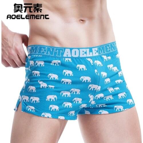 AOELEMENT Youth Mid-waist Loose Underpants Mens Home Furnishing Arrow Pants Cotton Animal Print Boxer Shorts Summer