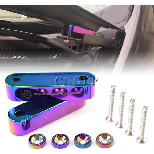 Neo chrome Aluminum Car JDM Billet Hood Vent Spacer Risers 4pcs Fender Washer For Honda Civic 92-95 EG / 96-00 EK Acura Integra