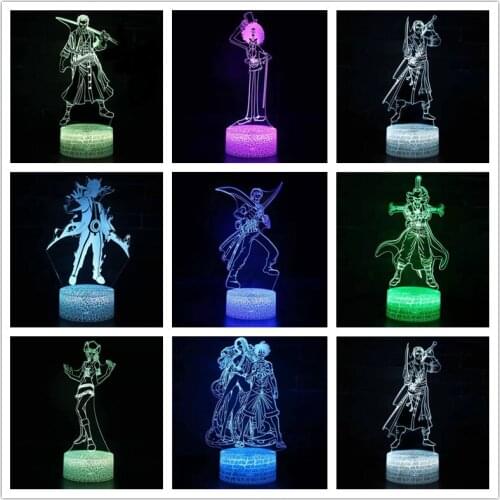 3D Illusion Night Light Game Characters Model Touch Crack Base 7 Color Changing Acrylic Cartoon Desk Table Lamp Home Decor