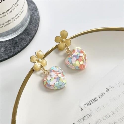 New Sweet Colorful Candy Heart Earrings Love Simple Earrings Trendy 2020