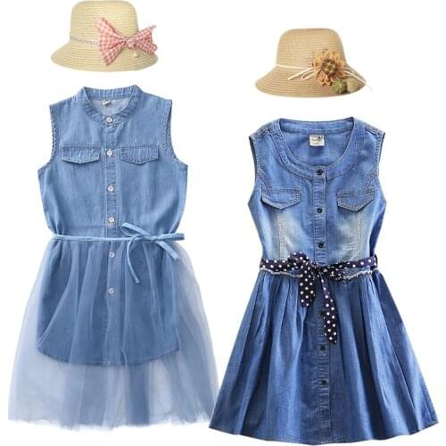 Toddler Girls Denim Dress Kids Summer Princess Tutu Dress Denim Party Clothes Children Girls Fashion Costume For 3-12 Years