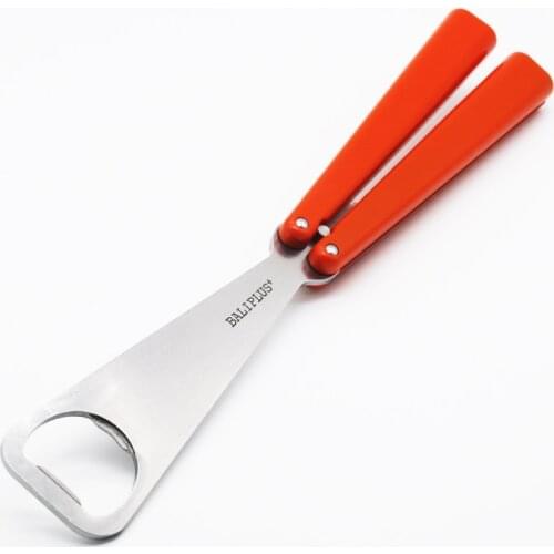 Baliplus Orange Butterfly Bottle Opener Trainer Traing Knife Not Sharp Jilt Knife Free-swinging Flail Hunting Tool Gift Knives