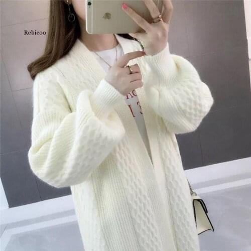 Autumn Ladies Cardigan 2020 Womens Loose Knitting Sweater Long Knit Cardigan Plus Size Female Leisure Cashmere Sweaters Coat