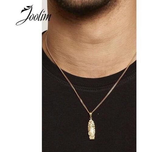 JOOLIM Jewelry Wholesale Gold Finish Cross of Jesus Necklace Stainless Steel Necklace