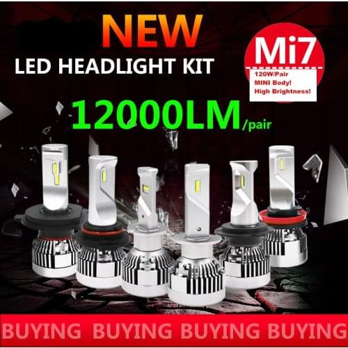 Pair H4 P43T 120W 12000LM 6000K Car LED Headlight Bulb Kits-Automotive grade Flip LED Chips/Internal Canbus Dual Beam DR Lights