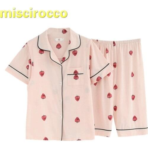 2018 Summer Lactation Feeding postpartum Clothing Pajamas Short Sleeved Suit Thin Cotton Trawberry Cactus