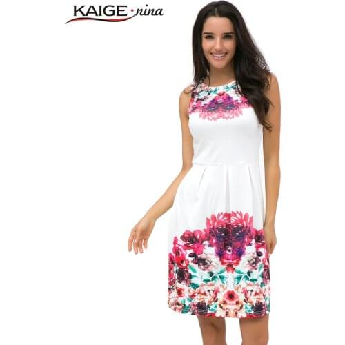 KaigeNina New Fashion Hot Sale Women summer style print dress, women sleeveless party Maxi Tropical Floral Print dresses 2157 a
