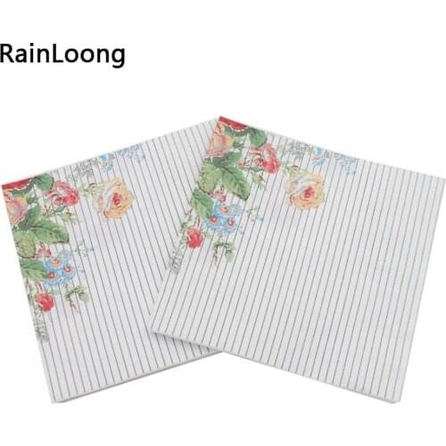 [RainLoong] Rose Floral Paper Napkin Event & Party Supplies Decoration Tissue Decoupage Servilleta 1 pack (20pcs/pack)