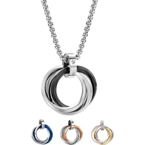 Interlocking Circle Necklace Stainless Steel Three Circle Necklace Interlocked Pendant Geometric Jewelry For Sister Best Friends