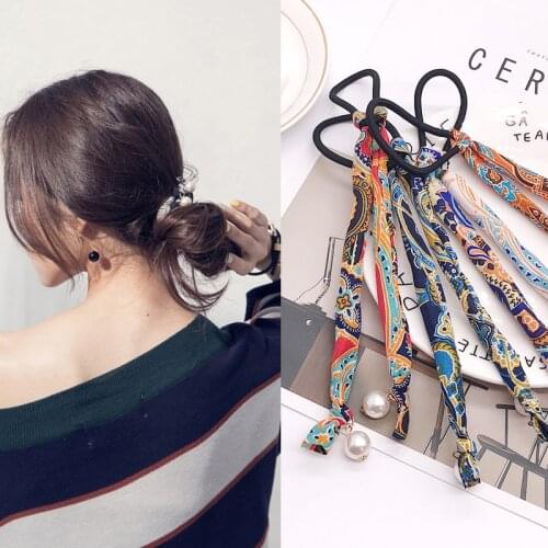 Totem Wild Hair Ring Pearl Head Rope Fashion Headband Jewelry Rubber Band Elastic Fixed Lady Yoga Hair Accessories