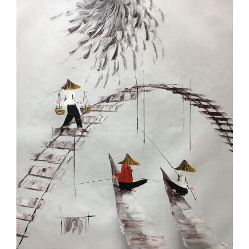 Ultra Low Price Sale 100% Hand Painted Modern Abstract Canvas Oil Painting Vietnam Scenery Painting Wall Art Picture HomeDecor