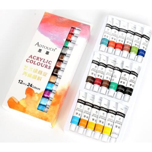 Waterproof Professional Acrylic Paints 12/18/24 Colors 12ml Tubes Artist Drawing Painting Pigment Hand Painted Wall Paint DIY
