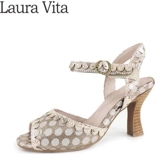 LAURA VITA High Heel Sandals Women Fish Mouth Pumps Classic wave point shoes 2020 New HOCO 03