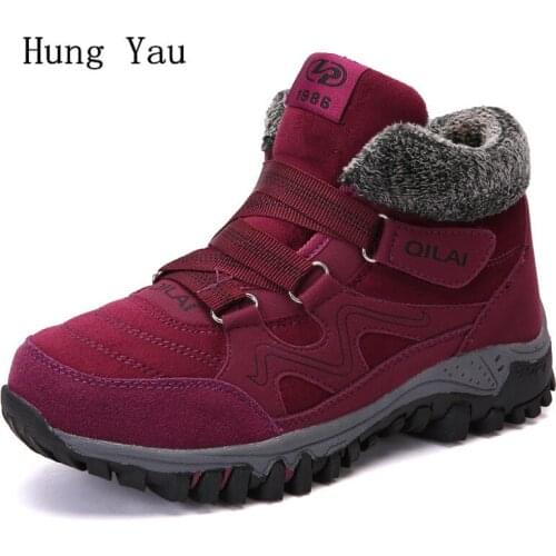 Women Snow Boots Ankle 2018 Winter Warm Short Plush Outdoor Female Casual Shoes Woman Flat Fashion Platform Round Toe Lace Up