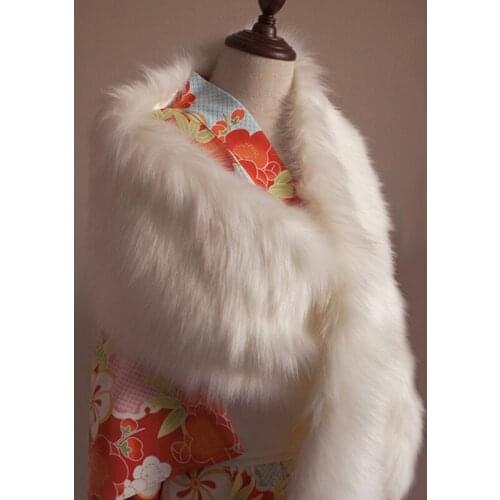 2021 High Quality Women Japanese kimono Faux Fur Collar Scarf Shawl Winter Style Thick and Large 22*150cm Annual Meeting Kimono