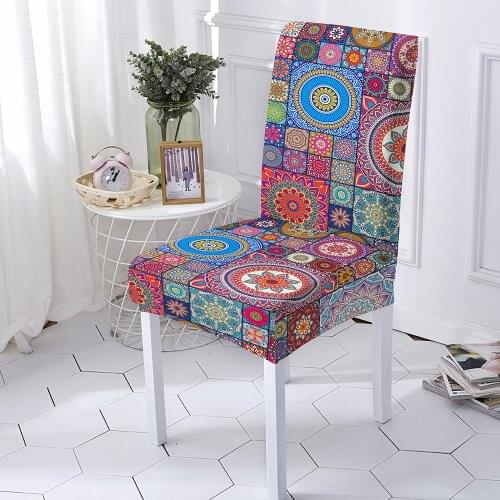 1/2/4/6PCS Mandala Chair Cover Spandex Removable Seat Cover for Dining Room Weddings Hotel Party Banquet housse de chaise