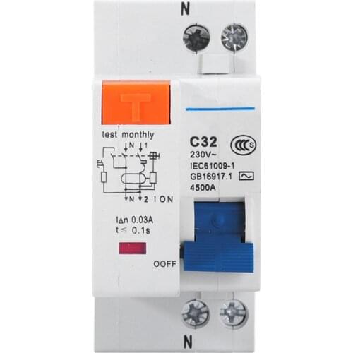 1PC 1+PN Leakage protector circuit breaker 6A 10A 16A 20A 25A 32A With Over And Short Current Leakage Protection 230V 50Hz MCB