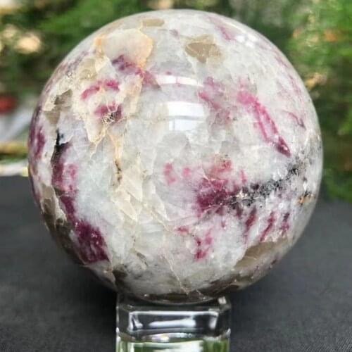 Natural Stone Plum Blossom Tourmaline Crystal Ball Stones Home Decoration Healing Gift 1pc 50-80mm