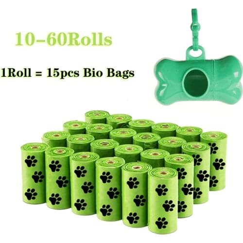 10-60 Rolls Dog Poop Bags with Dispenser Environmentally Degradable Dog Waste Bags Outdoor Clean Pet Garbage Bag,15 Bags/ Roll