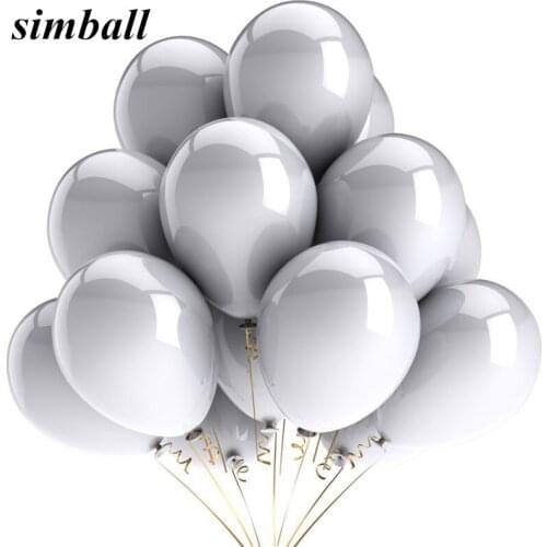 10Pcs 12inch 2.8g Silver Latex Pearl Balloons Inflatable Air Balls Wedding Decoration Birthday Party Float Balloon Supplies Toys