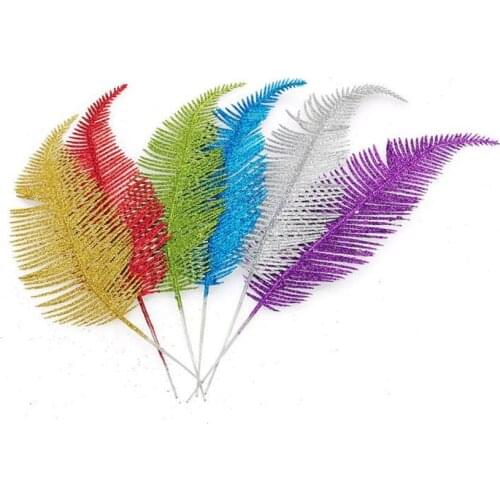 10pcs 24cm Chrysalidocarpus Lutescens Leaf Leaves For Christmas Tree Xmas Party Holiday Venue Decoration