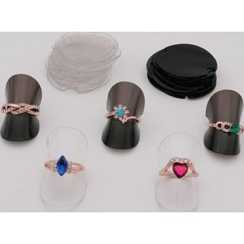 Wholesale 100Pc Plastic Ring Jewelry Display Holder Sheet 38mm Dia Black Clear Ring Earrings Stud Organizer Storage Holder Stand