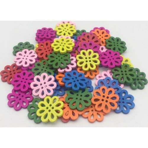 1000pcs/lot 20mm Wooden Sewing Buttons With 4 Holes Baby Shower Craft Scrapbooking Flower Shape Wood Button Cardmaking