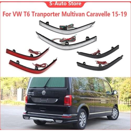 2 Pcs LED Rear Tail Bumper Reflector Light Brake Stop Lights Reverse Fog Lamp for VW T6 Tranporter Multivan Caravelle 2015-2019
