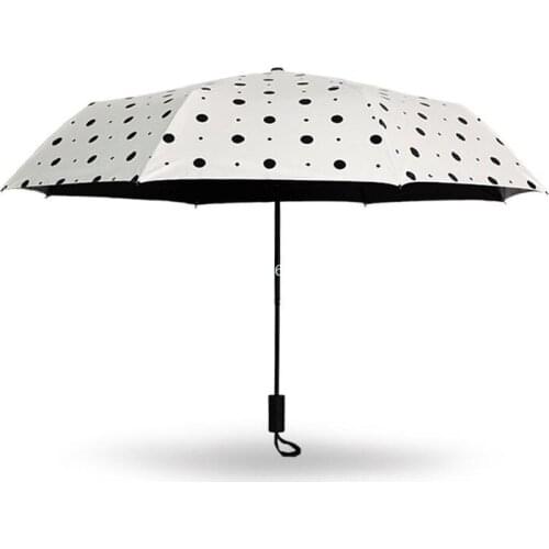 20 pcs Black Dot Color Umbrella 3 Folding Rainproof Umbrella Women Rain Gear Sunshade Parasol for Outdoor Travel