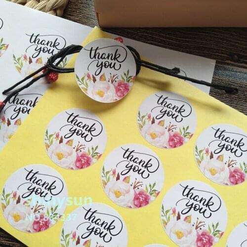 240pcs 3.8cm Round Thank You Flower Cake Candy Box Gift Birthday Party DIY Decorative Sealing Stickers for Seal Labels
