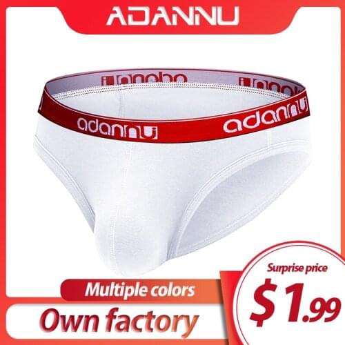 ADANNU Brand Men Underwear Sexy Men Briefs Cotton Male Panties Cueca Tanga Breathable U Pouch Comfortable Underpants AD41