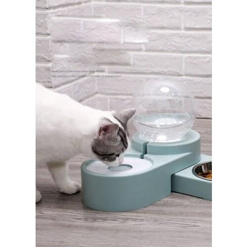 Pet Cat Bowl Automatic Drinking Миски Для Кошек Supplies Stainless Steel Drinking Anti-Knock Double Cat Food Bowl Accessories