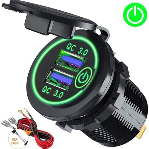 QC3.0 Dual USB Car Charger Quick Charging 12V/24V 36W Car Charge Socket For Samsung Galaxy Nexus 6 Huawei P9 With LED Indicator