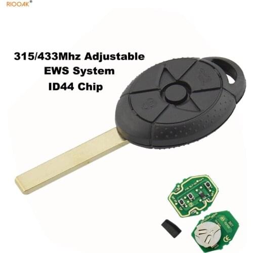 RIOOAK Car Remote Key 3 Button 315/433MHz ID44 Chip Keyless Entry Transmitter for Bmw Old Mini cooper EWS S R50 R53 2005-2007