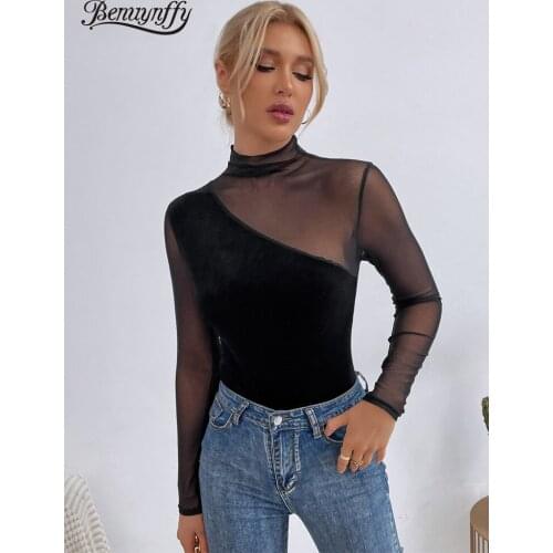 Черные блузки Benuynffy China At AliExpress