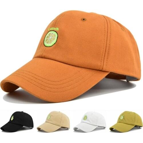 [DIFF COOL]Pure cotton autumn and winter retail olive green fruit lemon baseball cap men and women hip-hop rebound cap bone Garr