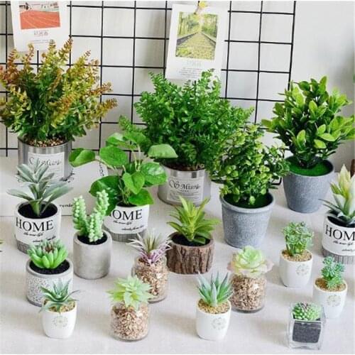 Bonsai Artificial Plants Fake with Pots Decorative Ball Plants Mini Plants Artificial Flower