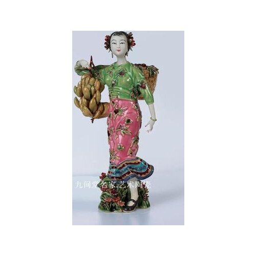 Dai folk fruits of classical women Lin Naihe Shiwan doll ceramics girl Beauty figure Sculpture statue Home art decorations to p